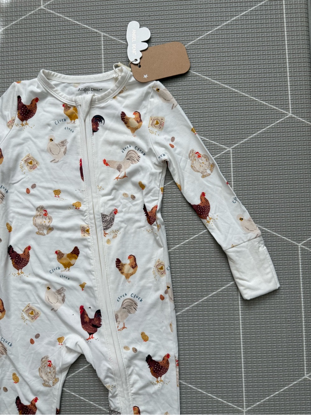 Angel Dear|Baby gender neutral Bamboo White Chicken Print Pajamas footies,Farm• - Picture 5 of 15